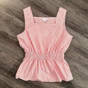 Liz Claiborne Striped Square Neck Elastic Waist top